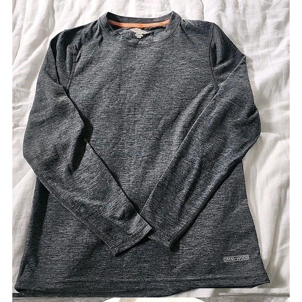 Omni-Wool Shirt Mens Large Gray Long Sleeve Base Layer Thermal Top Crewneck